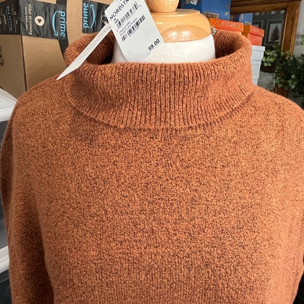 Nordstrom Warm Rust Turtleneck Sweater - Picture 2 of 7